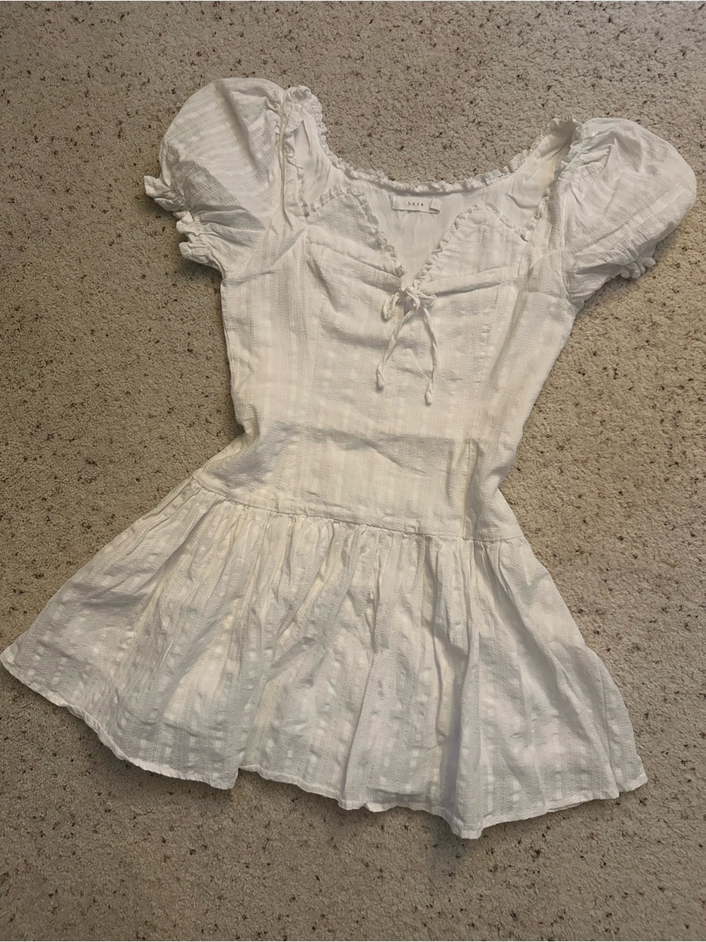 White Cottage core Dress